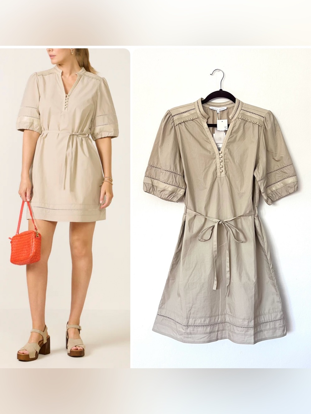 NWT Melissa Nepton Sofia Mini Dress in Cement